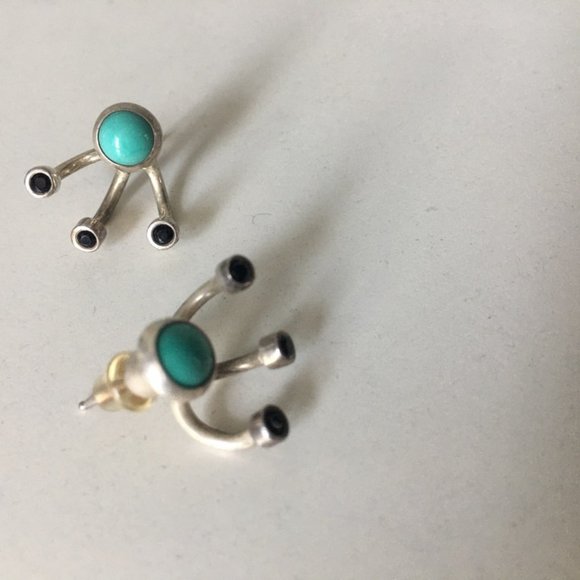 Pamela Love ear jackets with onyx and turquoise - Picture 3 of 6